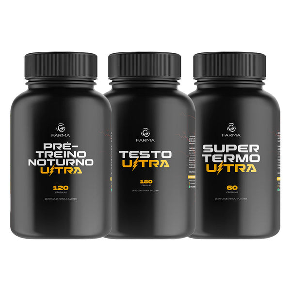 Kit Pré Treino Noturno Ultra 120 Cápsulas + Testo Ultra 150 Cápsulas + Super Termo Ultra 60 Cápsulas