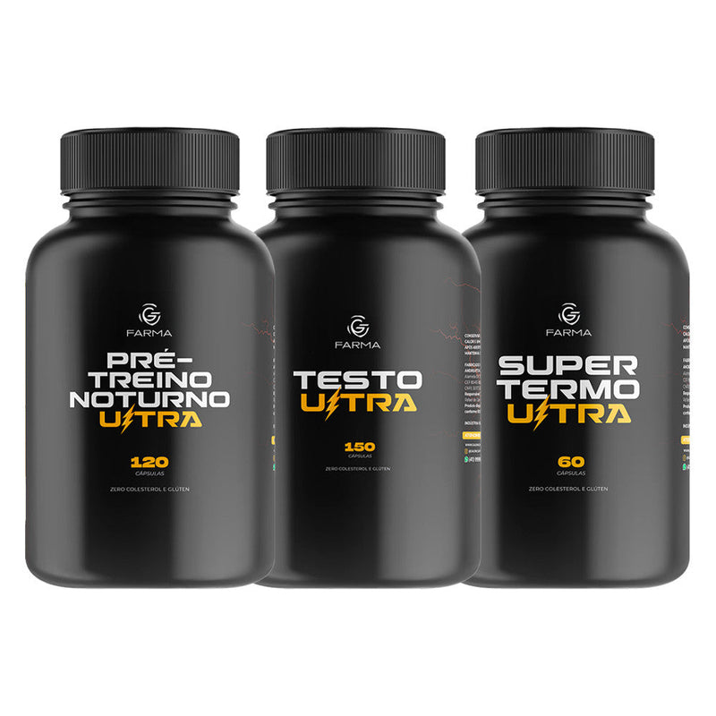 Kit Pré Treino Noturno Ultra 120 Cápsulas + Testo Ultra 150 Cápsulas + Super Termo Ultra 60 Cápsulas