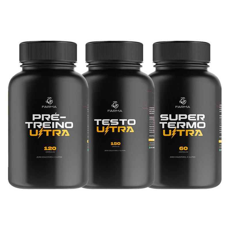 Kit Pré Treino Ultra 120 Cápsulas + Testo Ultra 150 Cápsulas + Super Termo Ultra 60 Cápsulas