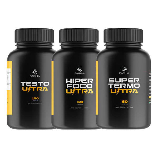 Kit Testo Ultra 150 Cápsulas + Hiper Foco Ultra 60 Cápsulas + Super Termo Ultra 60 Cápsulas