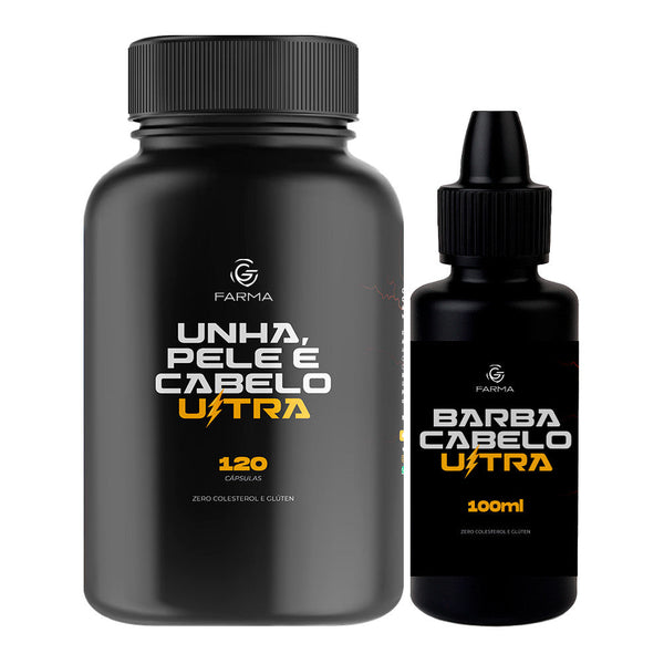 Kit Unha, Pele e Cabelo 120 Cápsulas + Barba Cabelo Ultra 100 ml
