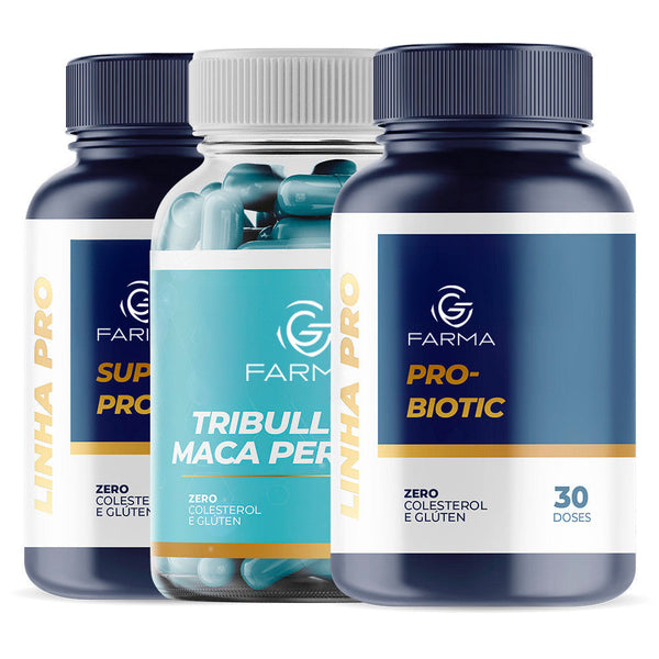 Super Testo Pro 120 Cápsulas + Tribullus + Maca Peruana 120 Cápsulas + Pró - Biotic 60 Cápsulas